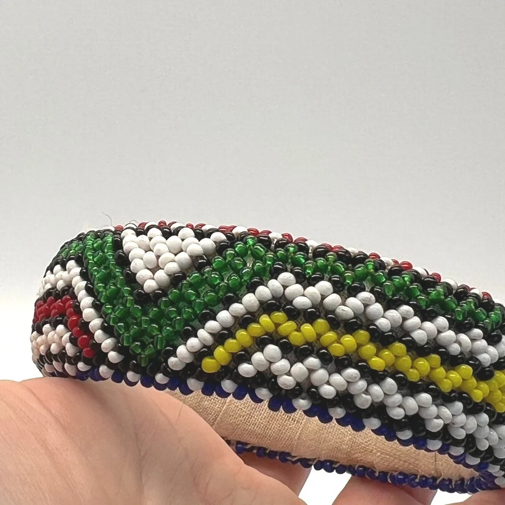 Vintage Seed Beaded Bangle Bracelet‎ Multicolored Geometric